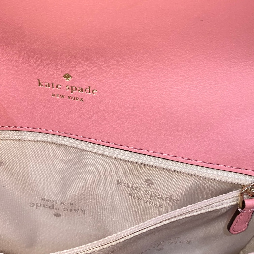 Kate Spade Lena mini flap pink pebble leather crossbody bag - Picture 4 of 5